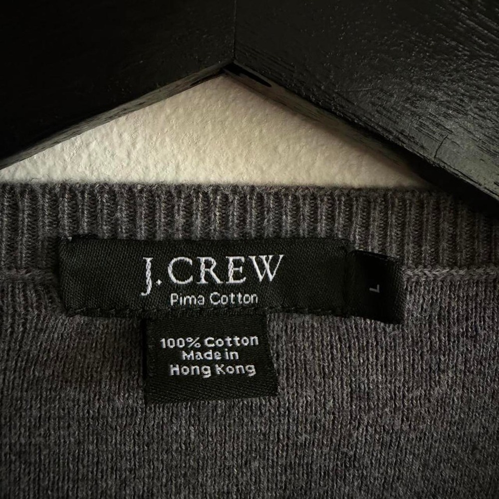 J.Crew Mens Gray V-Neck Pima Cotton Preppy Minimalist Pullover Sweater Large - Picture 3 of 5